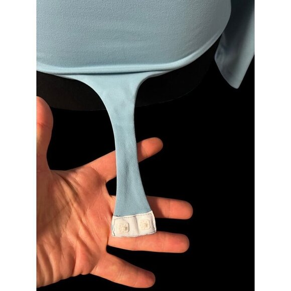 Susana Monaco Womens Aqua Long Sleeve Bodysuit With Collar workattire profession - Picture 5 of 11